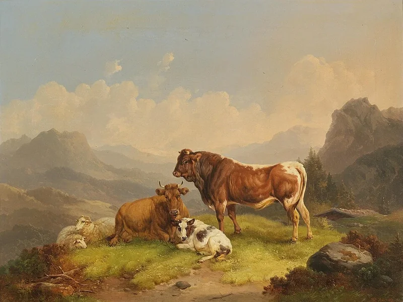 1817-Wilhelm Melchior - Bovini al pascolo sui pascoli alpini